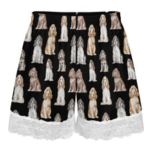 Load image into Gallery viewer, Cocker Spaniel Shorts for Women - Lace Trim Design - Watercolor Elegance Cocker Spaniels-Women's Pajamas-4