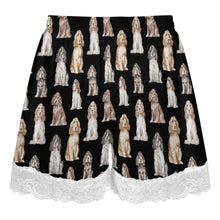 Load image into Gallery viewer, Cocker Spaniel Shorts for Women - Lace Trim Design - Watercolor Elegance Cocker Spaniels-Women's Pajamas-5