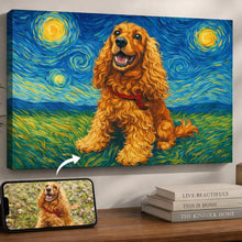 Load image into Gallery viewer, Photo of starry night inspired Cocker Spaniel wall art
