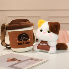 Load image into Gallery viewer, Coffee Cat Plush - Calico Cat in a Coffee Cup - Plush Toy with Sling Bag-Calico cat-20cm-1