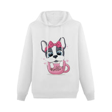 Load image into Gallery viewer, Coffee Cup Boston Terrier Girl Women&#39;s Cotton Fleece Hoodie Sweatshirt-Apparel-Apparel, Boston Terrier, Hoodie, Sweatshirt-White-XS-2