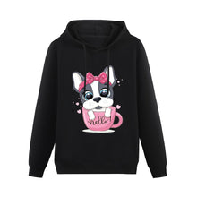 Load image into Gallery viewer, Coffee Cup Boston Terrier Girl Women&#39;s Cotton Fleece Hoodie Sweatshirt-Apparel-Apparel, Boston Terrier, Hoodie, Sweatshirt-Black-XS-3