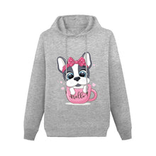 Load image into Gallery viewer, Coffee Cup Boston Terrier Girl Women&#39;s Cotton Fleece Hoodie Sweatshirt-Apparel-Apparel, Boston Terrier, Hoodie, Sweatshirt-Gray-XS-1