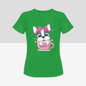 Coffee Cup Boston Terrier Women's Cotton T-Shirts - 5 Colors-Apparel-Apparel, Boston Terrier, Shirt, T Shirt-10