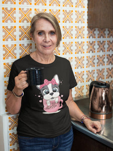 Coffee Cup Boston Terrier Women's Cotton T-Shirts - 5 Colors-Apparel-Apparel, Boston Terrier, Shirt, T Shirt-Black-Small-2