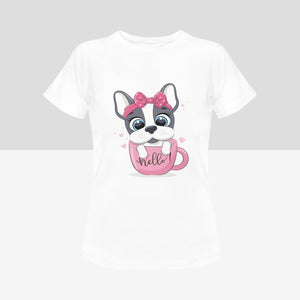 Coffee Cup Boston Terrier Women's Cotton T-Shirts - 5 Colors-Apparel-Apparel, Boston Terrier, Shirt, T Shirt-6