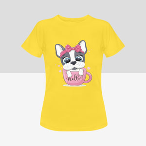 Coffee Cup Boston Terrier Women's Cotton T-Shirts - 5 Colors-Apparel-Apparel, Boston Terrier, Shirt, T Shirt-8