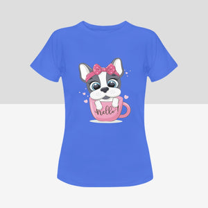Coffee Cup Boston Terrier Women's Cotton T-Shirts - 5 Colors-Apparel-Apparel, Boston Terrier, Shirt, T Shirt-9