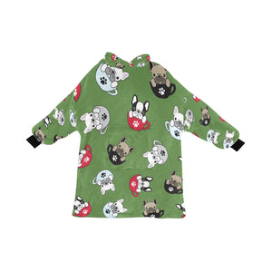 Coffee Cup Frenchies Blanket Hoodie for Women-Apparel-Apparel, Blankets-OliveDrab-ONE SIZE-9
