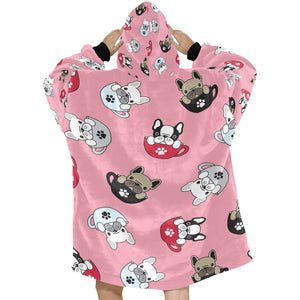 Coffee Cup Frenchies Blanket Hoodie for Women-Apparel-Apparel, Blankets-4