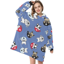 Load image into Gallery viewer, Coffee Cup Frenchies Blanket Hoodie for Women-Apparel-Apparel, Blankets-7