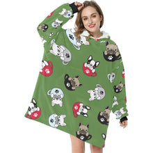 Load image into Gallery viewer, Coffee Cup Frenchies Blanket Hoodie for Women-Apparel-Apparel, Blankets-11