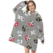 Load image into Gallery viewer, Coffee Cup Frenchies Blanket Hoodie for Women-Apparel-Apparel, Blankets-13