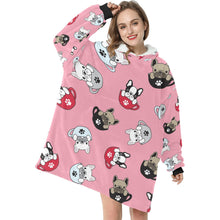 Load image into Gallery viewer, Coffee Cup Frenchies Blanket Hoodie for Women-Apparel-Apparel, Blankets-3