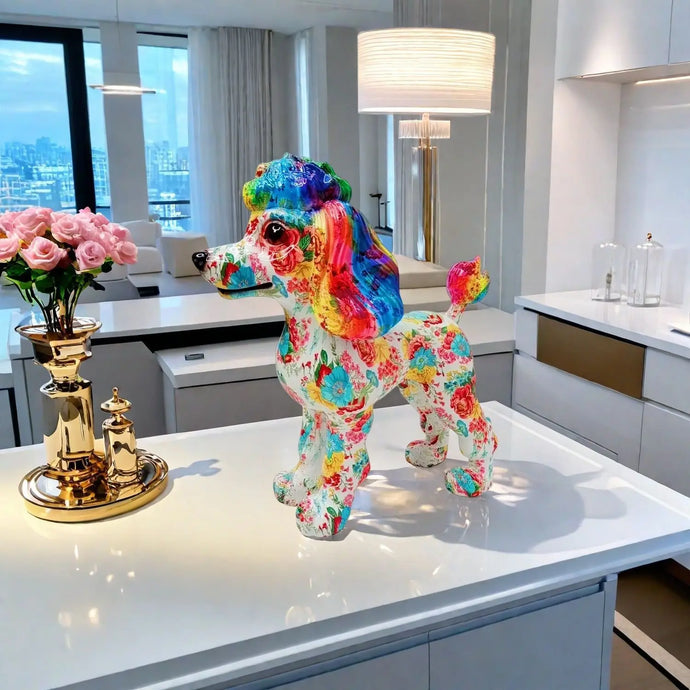 Color Blend Poodle Resin Statues-3