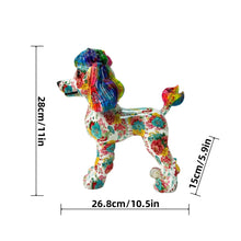 Load image into Gallery viewer, Color Blend Poodle Resin Statues-Red and blue flowers-9