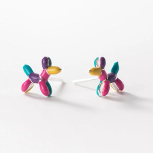 Colorful Balloon Poodle Love Silver Stud Earrings-Dog Themed Jewellery-Earrings, Jewellery, Poodle-Silver-4