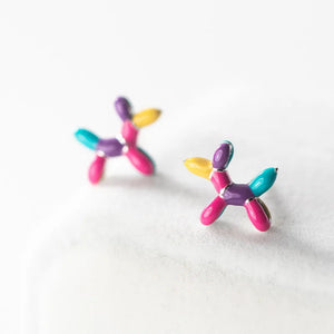 Colorful Balloon Poodle Love Silver Stud Earrings-Dog Themed Jewellery-Earrings, Jewellery, Poodle-Silver-6