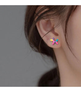 Colorful Balloon Poodle Love Silver Stud Earrings-Dog Themed Jewellery-Earrings, Jewellery, Poodle-Silver-9