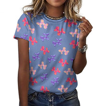 Load image into Gallery viewer, Colorful Balloon Poodles Women's Cotton T-Shirt-Apparel-Slate Blue-2XS-9
