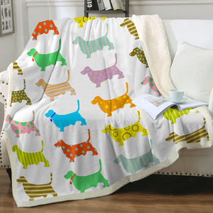 Colorful Basset Hound Silhouette Love Soft Warm Fleece Blanket-Blanket-Basset Hound, Blankets, Home Decor-11