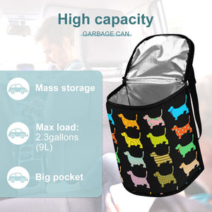 Colorful Basset Hound Silhouettes Multipurpose Car Storage Bag-Car Accessories-Bags, Basset Hound, Car Accessories-Black-2