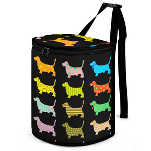 Colorful Basset Hound Silhouettes Multipurpose Car Storage Bag-Car Accessories-Bags, Basset Hound, Car Accessories-ONE SIZE-Black-1