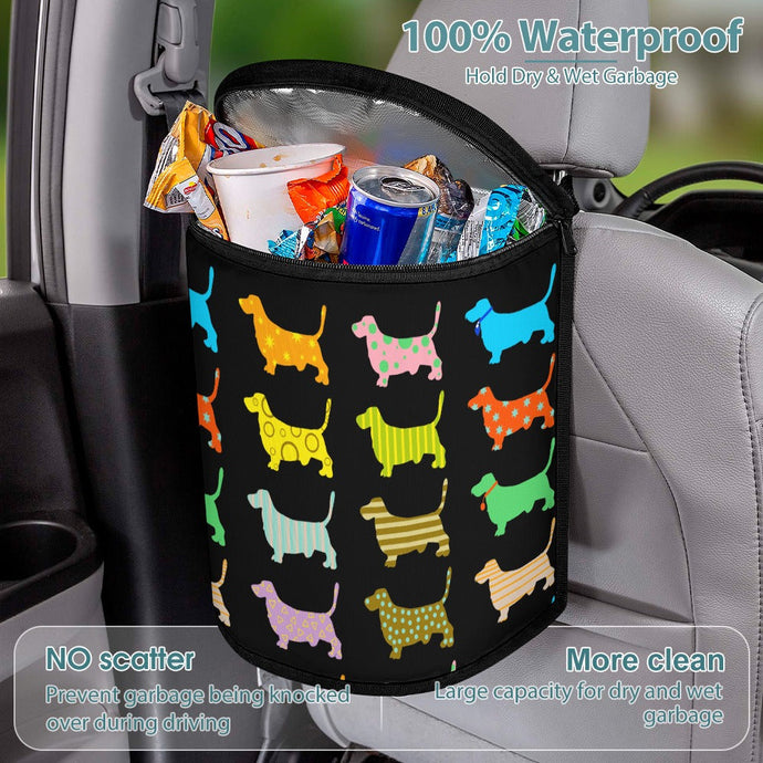 Colorful Basset Hound Silhouettes Multipurpose Car Storage Bag-Car Accessories-Bags, Basset Hound, Car Accessories-ONE SIZE-Black-4