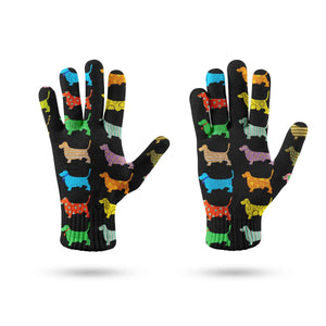 Colorful Basset Hound Silhouettes Touch Screen Gloves-Accessories-Accessories, Basset Hound, Dog Dad Gifts, Dog Mom Gifts, Gloves-8