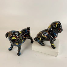 Load image into Gallery viewer, Image of black pug statues in standing and sitting design