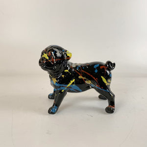 Image of a standing black pug statue