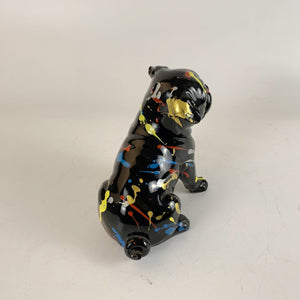 Back image of black pug statue