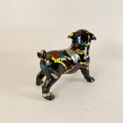 Standing back image of black pug statue