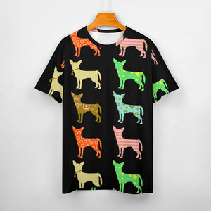 Colorful Chihuahua Silhouettes Love All Over Print Women's Cotton T-Shirt - 4 Colors-Apparel-Apparel, Chihuahua, Shirt, T Shirt-10