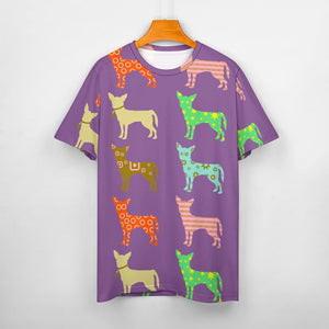 Colorful Chihuahua Silhouettes Love All Over Print Women's Cotton T-Shirt - 4 Colors-Apparel-Apparel, Chihuahua, Shirt, T Shirt-5