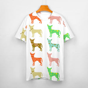 Colorful Chihuahua Silhouettes Love All Over Print Women's Cotton T-Shirt - 4 Colors-Apparel-Apparel, Chihuahua, Shirt, T Shirt-7