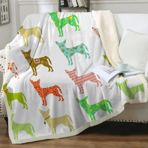 Colorful Chihuahua Silhouettes Love Soft Warm Fleece Blanket-Blanket-Blankets, Chihuahua, Home Decor-11