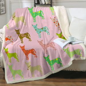 Colorful Chihuahua Silhouettes Love Soft Warm Fleece Blanket-Blanket-Blankets, Chihuahua, Home Decor-12