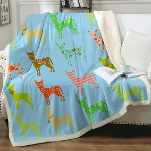 Colorful Chihuahua Silhouettes Love Soft Warm Fleece Blanket-Blanket-Blankets, Chihuahua, Home Decor-13