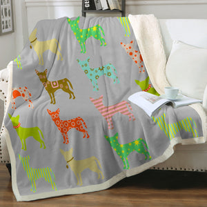 Colorful Chihuahua Silhouettes Love Soft Warm Fleece Blanket-Blanket-Blankets, Chihuahua, Home Decor-14