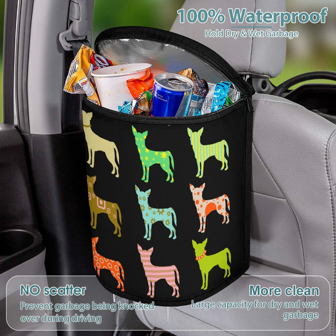 Colorful Chihuahua Silhouettes Multipurpose Car Storage Bag-Car Accessories-Bags, Car Accessories, Chihuahua-Black-1