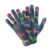 Load image into Gallery viewer, Colorful Chihuahua Silhouettes Touch Screen Gloves-Accessories-Accessories, Chihuahua, Dog Dad Gifts, Dog Mom Gifts, Gloves-Navy-3