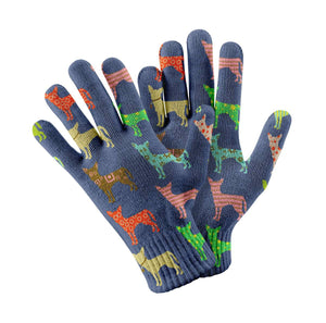 Colorful Chihuahua Silhouettes Touch Screen Gloves-Accessories-Accessories, Chihuahua, Dog Dad Gifts, Dog Mom Gifts, Gloves-Navy-3