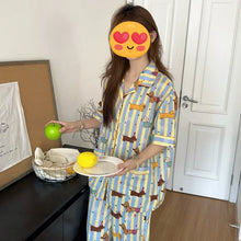 Load image into Gallery viewer, Colorful Dachshunds Striped Cotton Pajamas Set for Women-Apparel-Apparel,Dachshund,Dog Mom Gifts,Pajamas-3