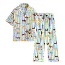 Load image into Gallery viewer, Colorful Dachshunds Striped Cotton Pajamas Set for Women-1