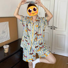 Load image into Gallery viewer, Colorful Dachshunds Striped Summer Cotton Pajamas Set for Women-Dachshund,Pajamas-3