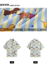 Load image into Gallery viewer, Colorful Dachshunds Striped Summer Cotton Pajamas Set for Women-9