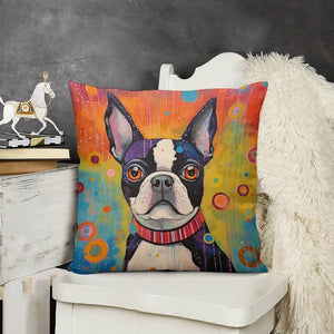 Colorful Dream Boston Terrier Plush Pillow Case-Cushion Cover-Boston Terrier, Dog Dad Gifts, Dog Mom Gifts, Home Decor, Pillows-3