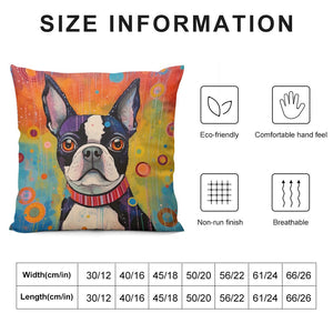 Colorful Dream Boston Terrier Plush Pillow Case-Cushion Cover-Boston Terrier, Dog Dad Gifts, Dog Mom Gifts, Home Decor, Pillows-6