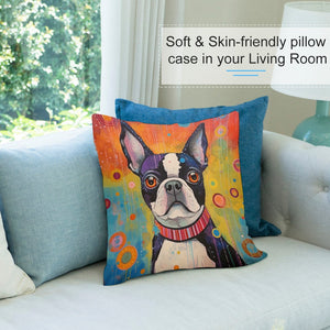 Colorful Dream Boston Terrier Plush Pillow Case-Cushion Cover-Boston Terrier, Dog Dad Gifts, Dog Mom Gifts, Home Decor, Pillows-7
